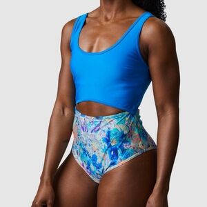 NWT BORN PRIMITIVE Riptide One Piece Monokini, Iridescent Iris Blue, Size XS